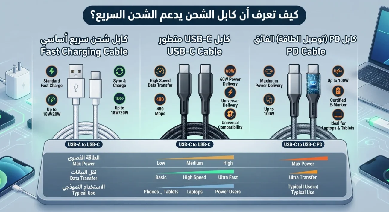 كيف تعرف أن كابل الشحن يدعم الشحن السريع؟