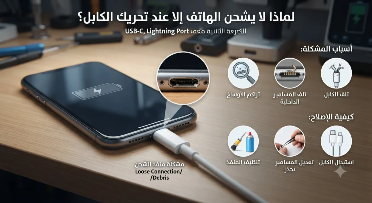 لماذا لا يشحن الهاتف إلا عند تحريك الكابل؟