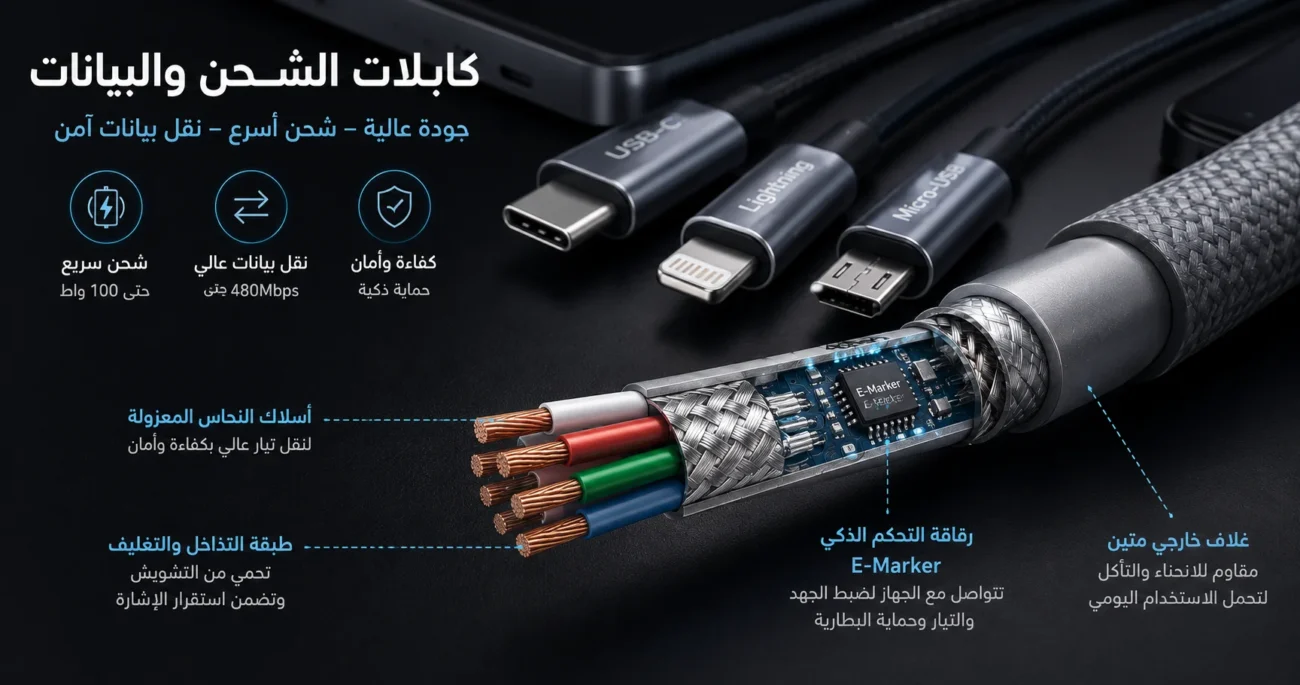 USB-C وLightning وMicro-USB