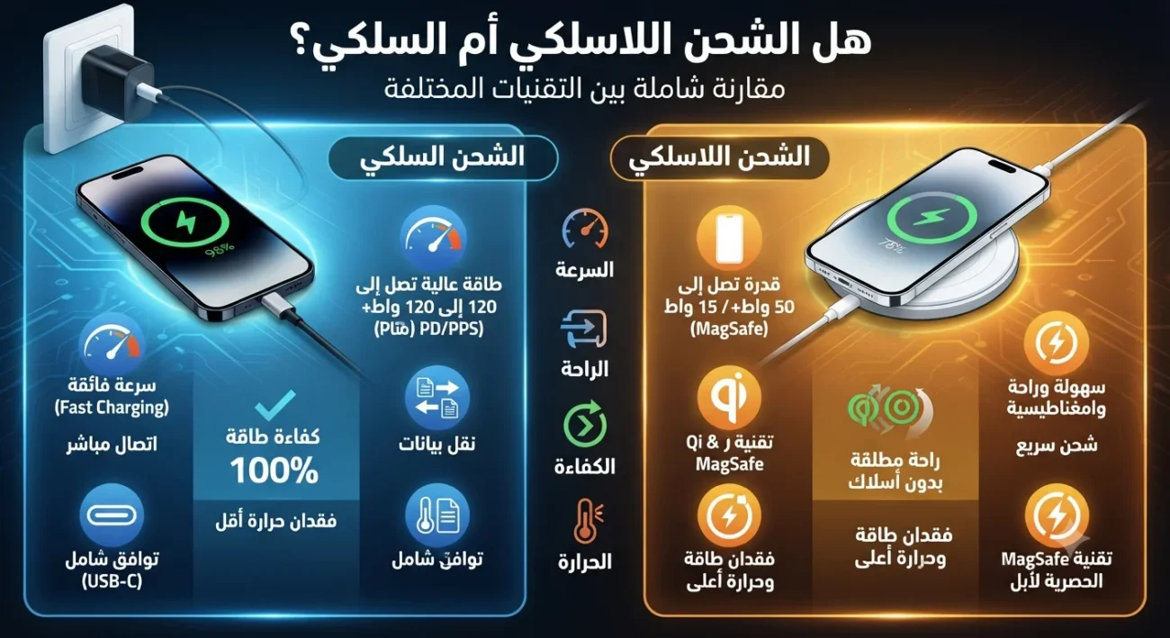 هل الشحن اللاسلكي أفضل أم الشحن السلكي؟