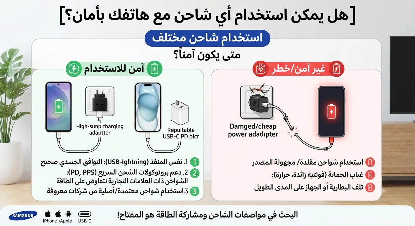 هل يمكن استخدام أي شاحن مع هاتفك بأمان؟