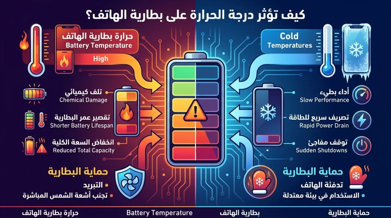 كيف تؤثر درجة الحرارة على بطارية الهاتف؟