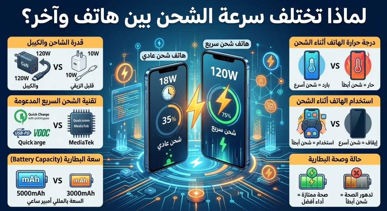 لماذا تختلف سرعة الشحن بين هاتف وآخر؟