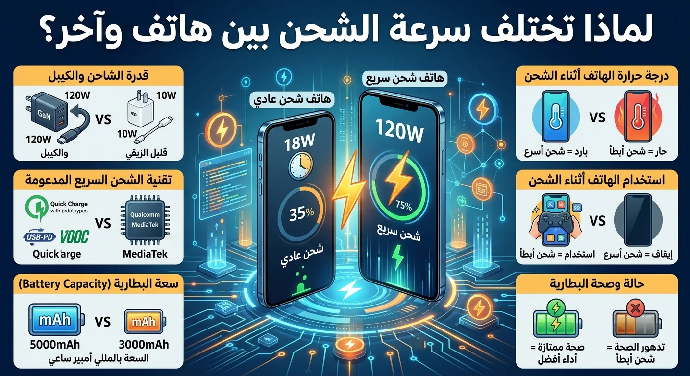 لماذا تختلف سرعة الشحن بين هاتف وآخر؟
