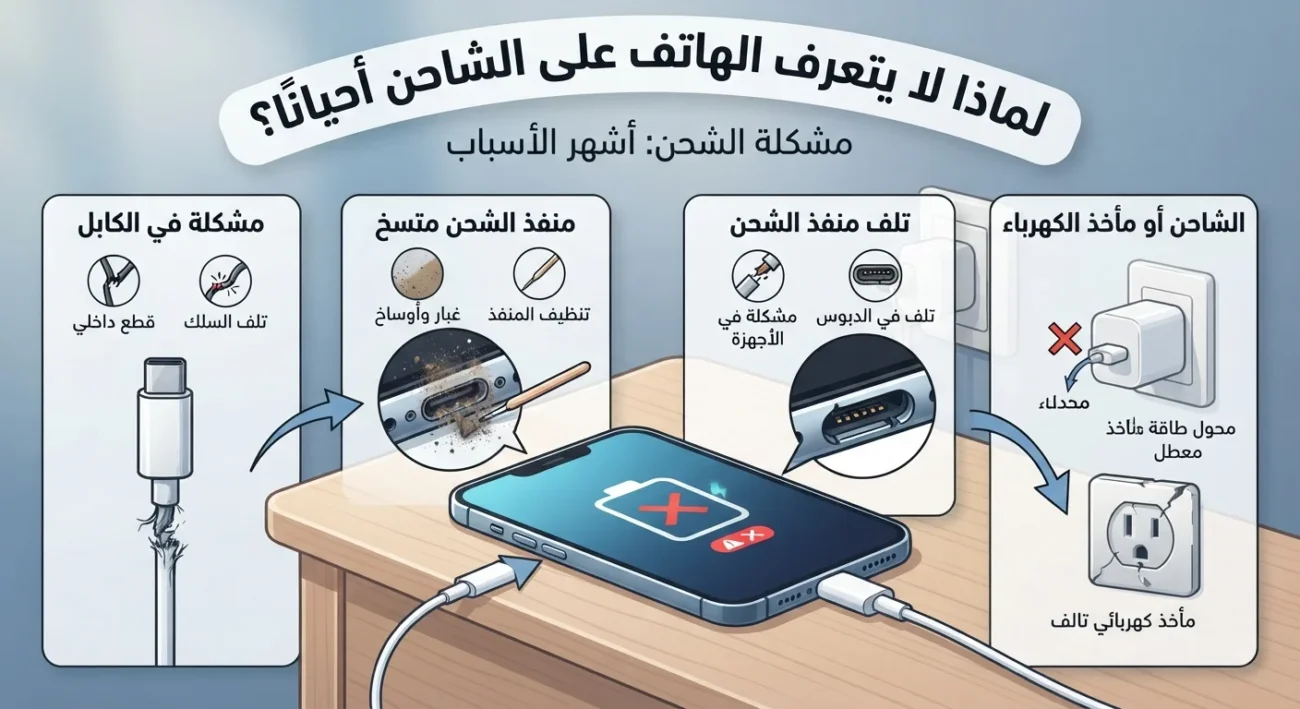 لماذا لا يتعرف الهاتف على الشاحن أحيانًا؟