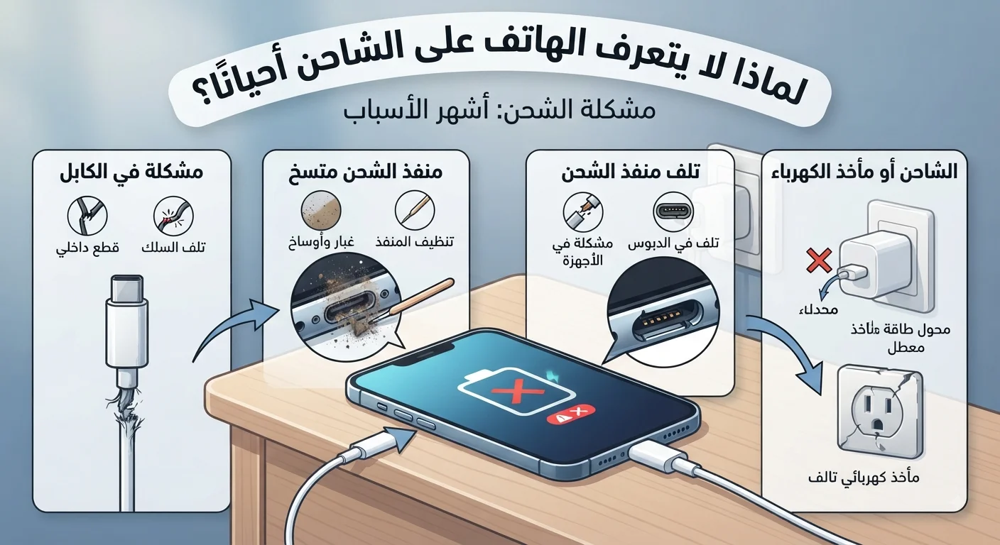 لماذا لا يتعرف الهاتف على الشاحن أحيانًا؟