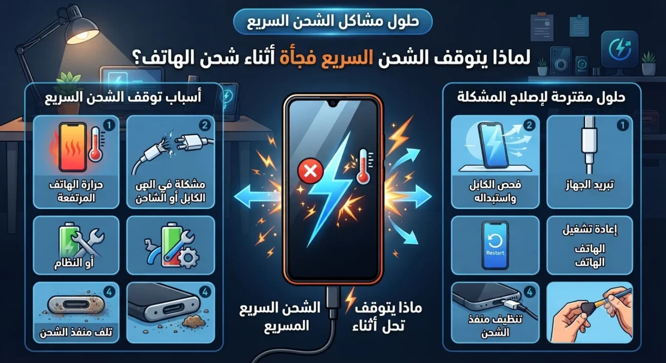 لماذا يتوقف الشحن السريع فجأة أثناء شحن الهاتف؟