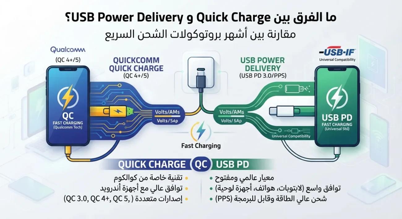 ما الفرق بين Quick Charge و USB Power Delivery؟