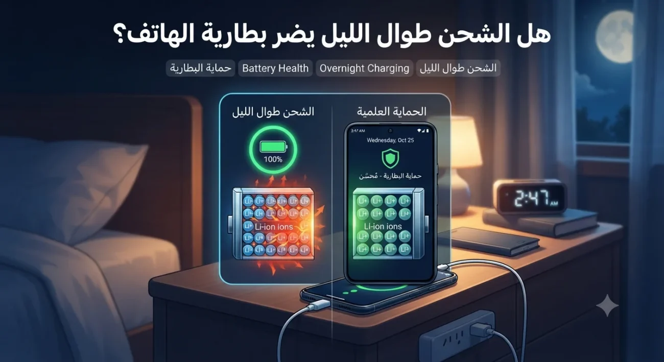 هل الشحن طوال الليل يضر بطارية الهاتف؟